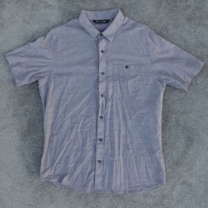 Travis Mathew Shirt Mens L Large Gray Square Tile Short Sleeve Button Up Casual